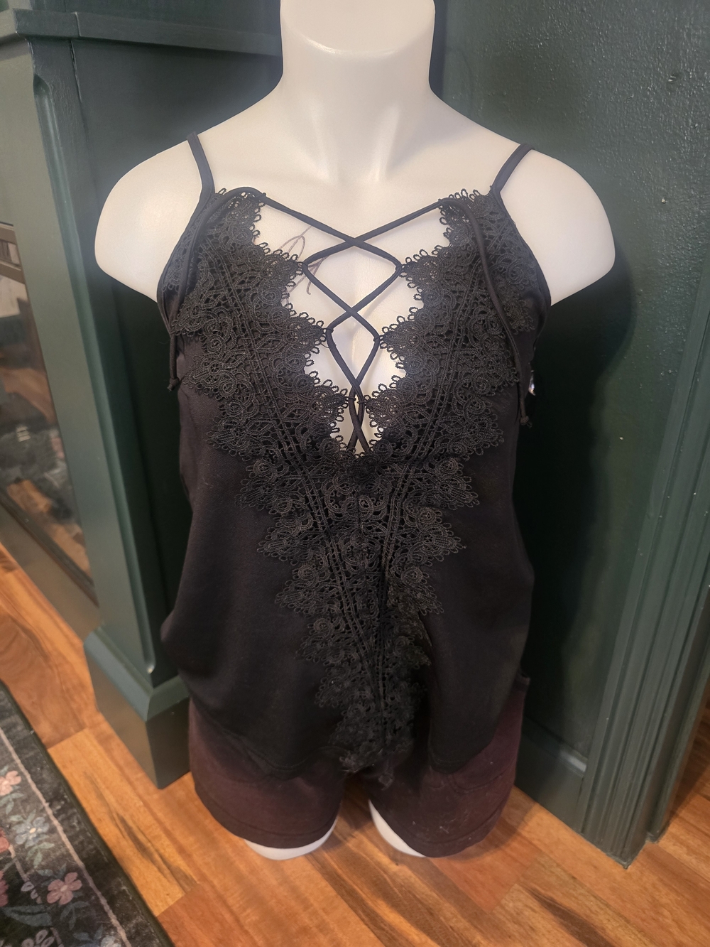 Daytrip Black Lace-Up Boho Top | Lace Detail | Buckle Brand | Size S